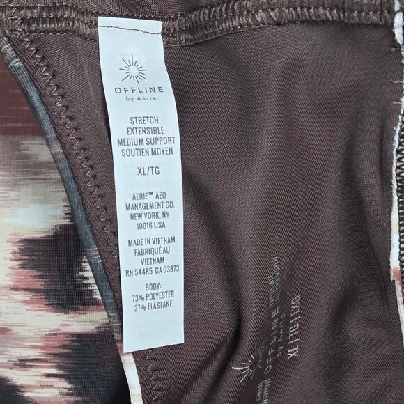 aerie OFFLINE Shine Strappy Back Sports Bra in Cocoa Cream XL NWT - Picture 7 of 10